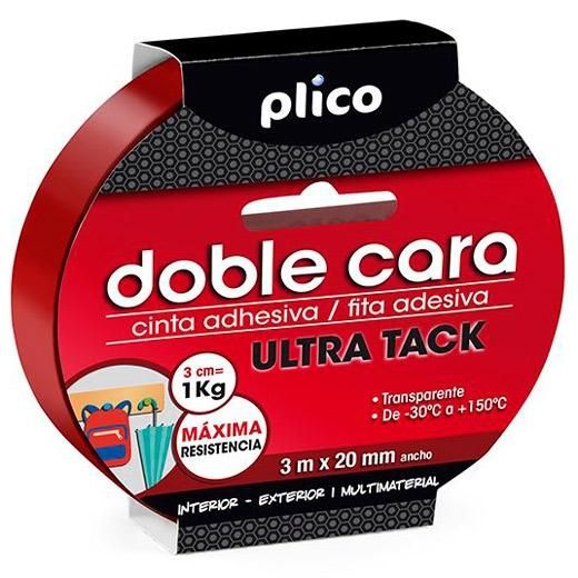 PLICO CINTA ADHESIVA TRANSPARENTE DOBLE CARA