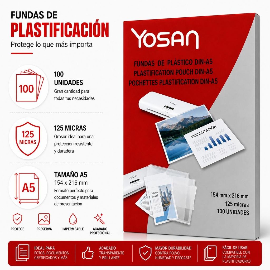 YOSAN FUNDAS DE PLASTIFICAR 2X125 M