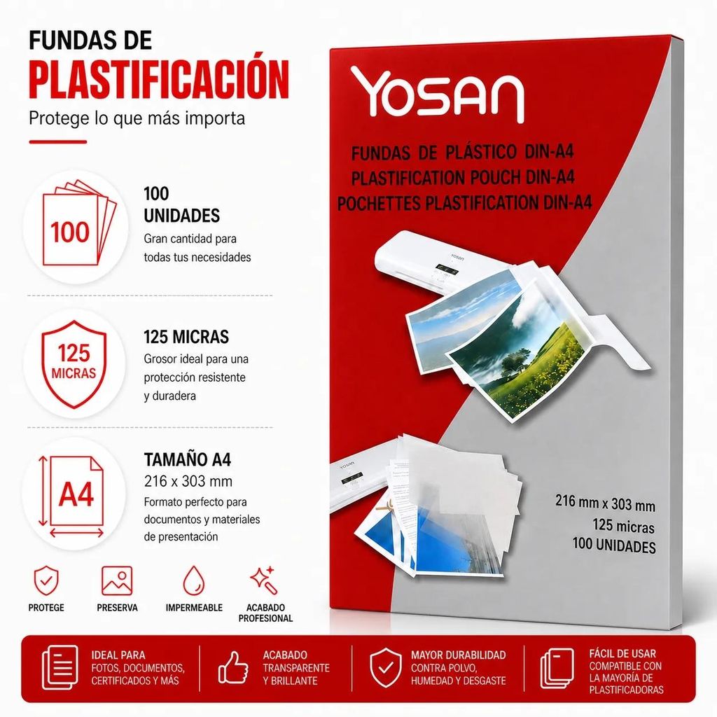 YOSAN FUNDAS DE PLASTIFICAR 2X125 M