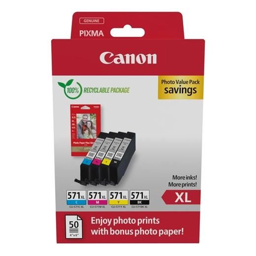 CANON TINTA ECOPACK BK+ C/M/Y +50H PAPEL