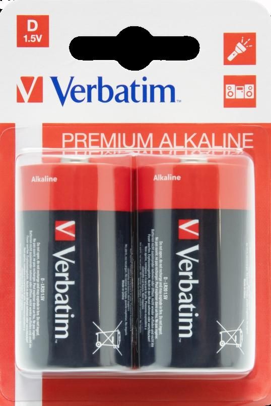 VERBATIM PILAS ALCALINAS D - LR20 - PACK 2 U