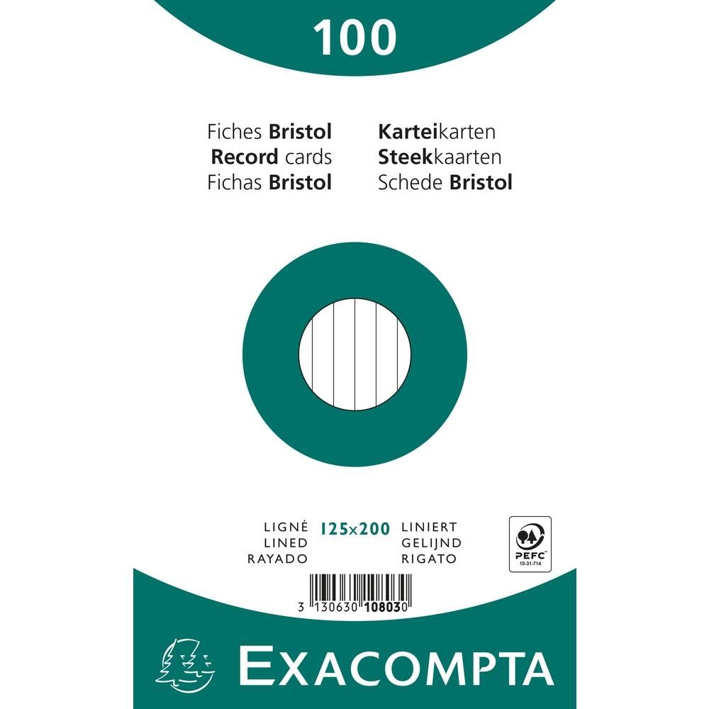 EXACOMPTA PAQUETE 100 FICHAS CARTULINA BRIS