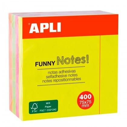 APLI CUBO DE NOTAS ADHESIVAS FUNNY 75X75MM C