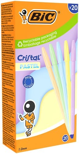 BOLIG.BIC CRISTAL PASTEL CAJA DE 20