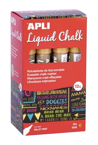 ROTUL.PIZAR.APLI CHALK CONICO ORO C/12