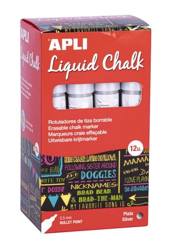 ROTUL.PIZAR.APLI CHALK CONICO PLATA C/12