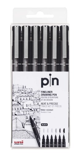 ROTUL.UNI PIN CALIBRADO NEGRO B/6