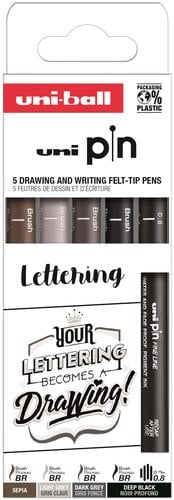 ROTUL.UNI PIN CALIBRADO LETTERING C/5