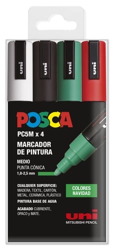 ROTUL.UNI-POSCA PC-5M COL. NAVIDAD B/4