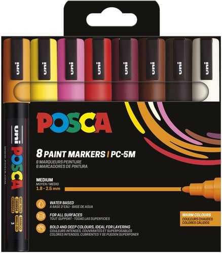 ROTUL.UNI-POSCA PC-5M COL. CALIDOS E/8