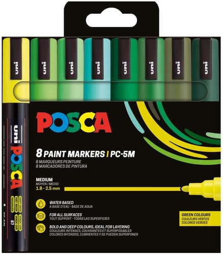 ROTUL.UNI-POSCA PC-5M COL.VERDES E/8