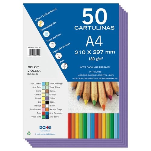 CARTULINA A4 DOHE 180g VIOLETA P/50