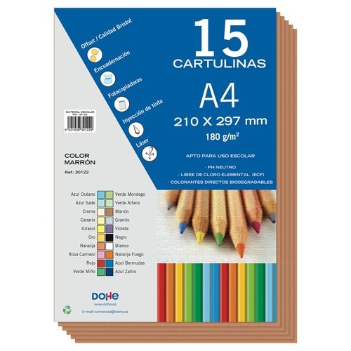 CARTULINA A4 DOHE 180g MARRON P/15
