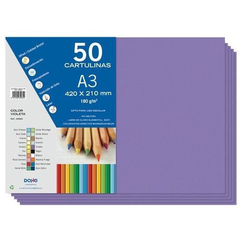 CARTULINA A3 DOHE 180g VIOLETA P/50