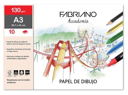 LAMINAS DIBUJO FABRIANO A3 LISA B/10