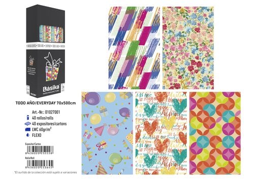 PAPEL REGALO RL.BK.0,7x5 TODO AÑO (40)