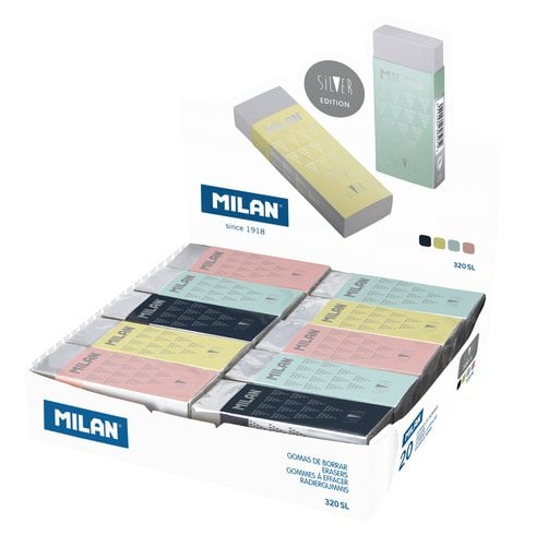 GOMA BORRAR MILAN NATA 320 SILVER C/20