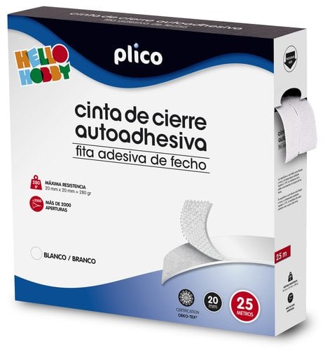 CINTA VELCRO PLICO AUTOAD.25M 20MM BL