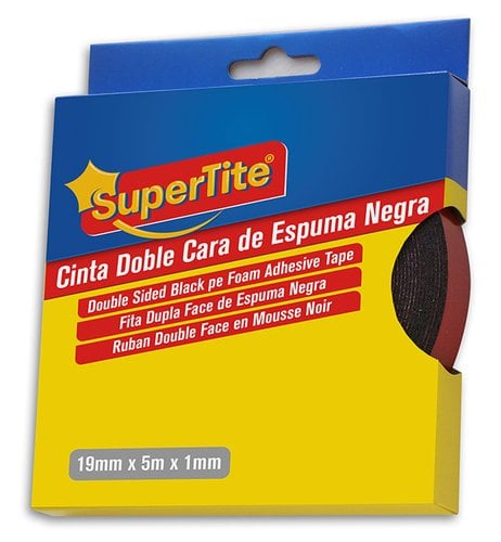 CINTA DOBLE CARA SUPERTITE 5mx19mm NEGRA