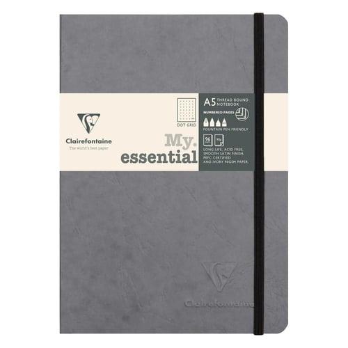 CUADERNO CF. COSIDO A5 96h DOT GRIS