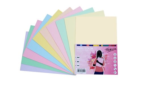 PAPEL COLOR FABRISA A4 80g 100h S.PASTEL