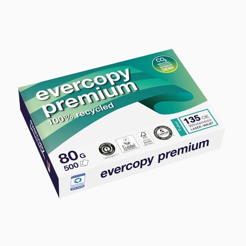 PAPEL RECICL. A4 EVERCOPY PREM. 80