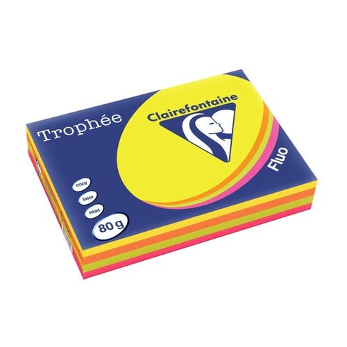 PAPEL COLOR A4 TROPHEE 80g 500h SURT.FLU