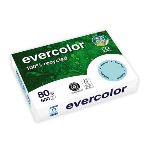 PAPEL RECICL. A4 EVERCOLOR 80g 500h AZUL