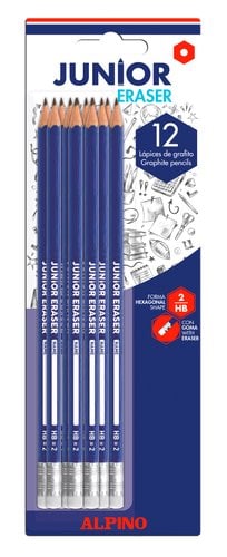 LAPIZ ALPINO JUNIOR con GOMA - HB bl.8+4