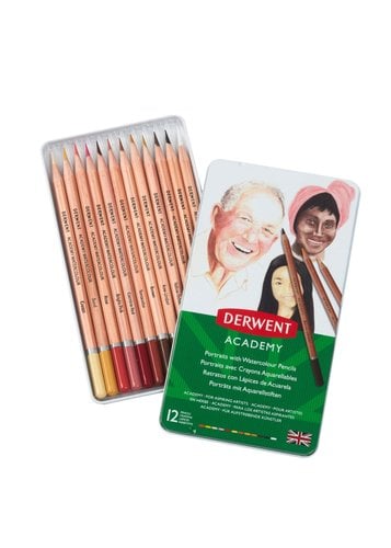 LAPICES DERWENT CAJ.METALICA 12 PZ.ACUAR