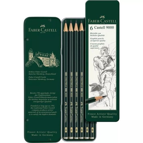 LAPIZ FABER 9000 Est.METAL 6 SURTIDOS