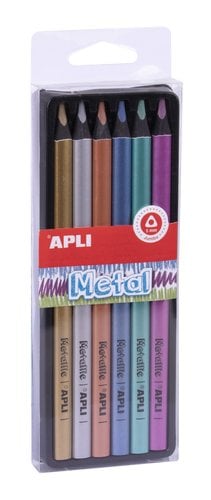 LAPIZ APLI JUMBO METAL TRI. P/6
