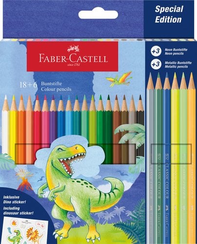 LAPICES COLOR FABER DINOSAURIOS E/18+6