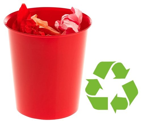 POPRO PAPELERA PLASTICO CERRADA ROJA