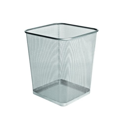 PAPELERA FOROFIS METAL CUADRADA PLATA
