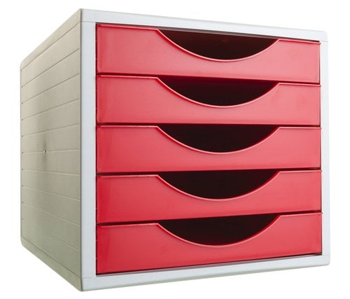 RJ MODULO 5 CAJONES GRIS/ROJO