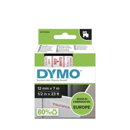 CINTA ROT.DYMO LM D1 7m 12 ROJO s/BLANCO