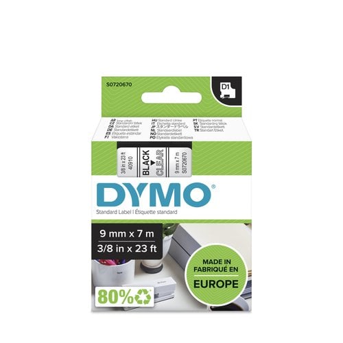CINTA ROT.DYMO LM D1 7m 9 NEGR.s/TRANSP