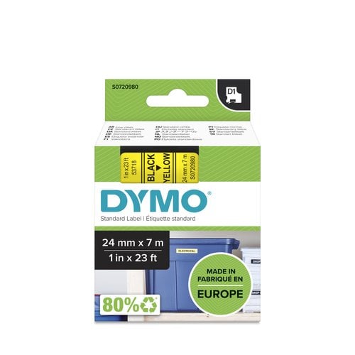 CINTA ROT.DYMO LM D1 7m 24 NEGR.s/AMAR.