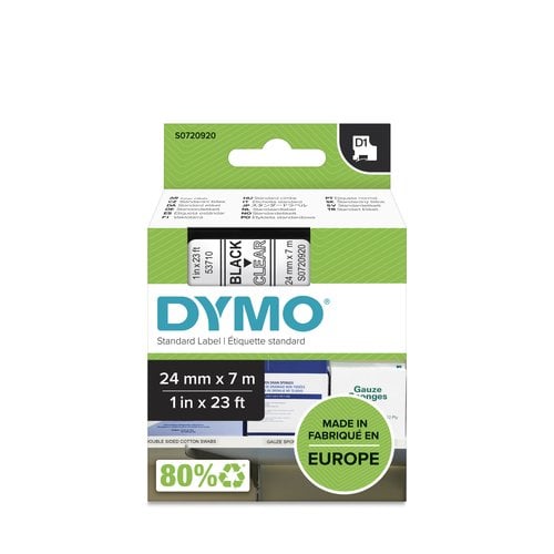 CINTA ROT.DYMO LM D1 7m 24 NEGR.s/TRANSP