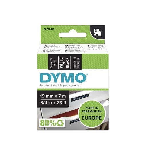 CINTA ROT.DYMO LM D1 7m 19 BLANC.s/NEGRO
