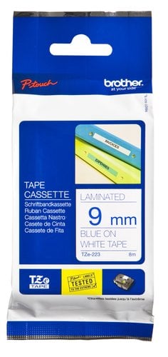 CINTA ROT.BROTHER LAM.8m 9 AZUL s/BLANC