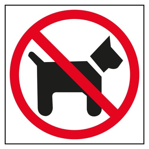 CARTEL ADHESIVO APLI 114X114 PROH.PERROS