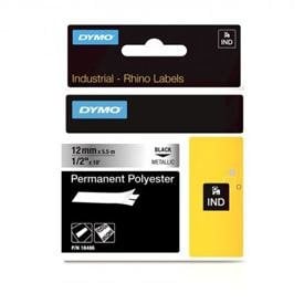 CINTA ROT.DYMO RHINO POLYESTER 12 PLATA