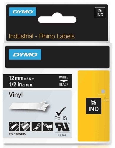 CINTA ROT.DYMO RHINO VINILO 12 NEGRO