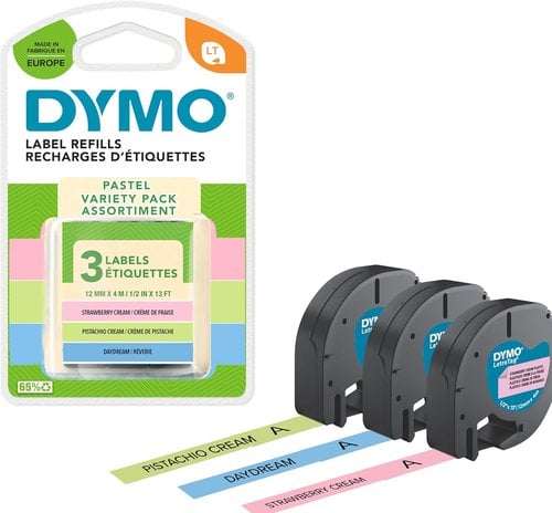 CINTA ROT.DYMO LETRATAG PLAST.PASTEL B/3