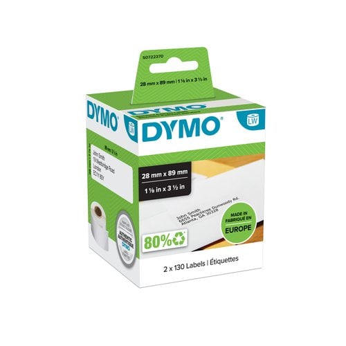 ETIQ.DYMO LW 28x89mm PACK 2 RL.130 DIR.