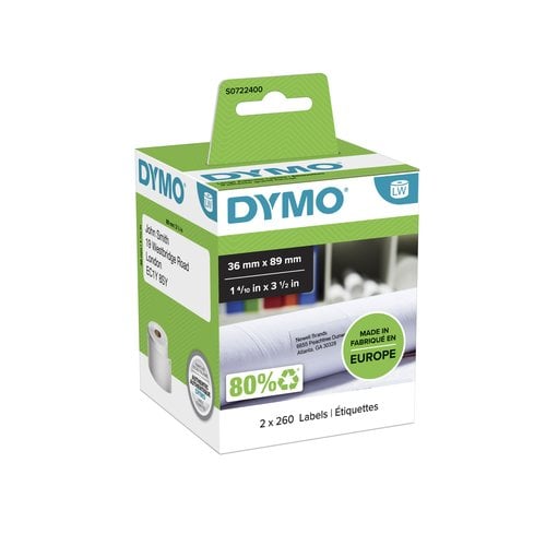 ETIQ.DYMO LW 36x89mm PACK 2 RL.260 DIR.