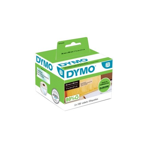 ETIQ.DYMO LW 36x89mm RL.260 PLAST.TRAN.