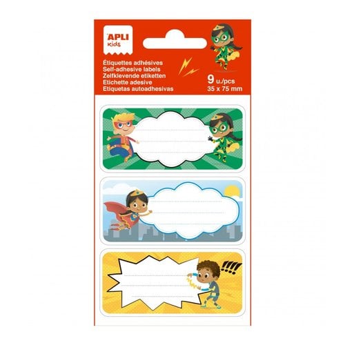 ETIQUETA ESCOLAR APLI 75x35 HEROES B/9